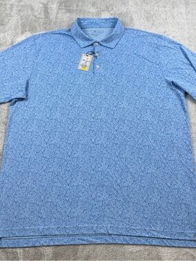 Peter Millar seaside Polo golf shirt men’s XXL hibiscus jungle powder aqua blue
